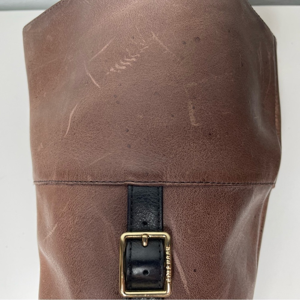 Cole Haan Eldridge Riding Boots – Brown Leather with Black Trim, Size 6.5B - Picture 6 of 14